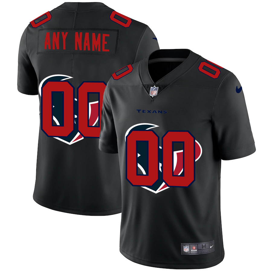 Wholesale Houston Texans Custom Men Nike Team Logo Dual Overlap Limited NFL Jersey Black